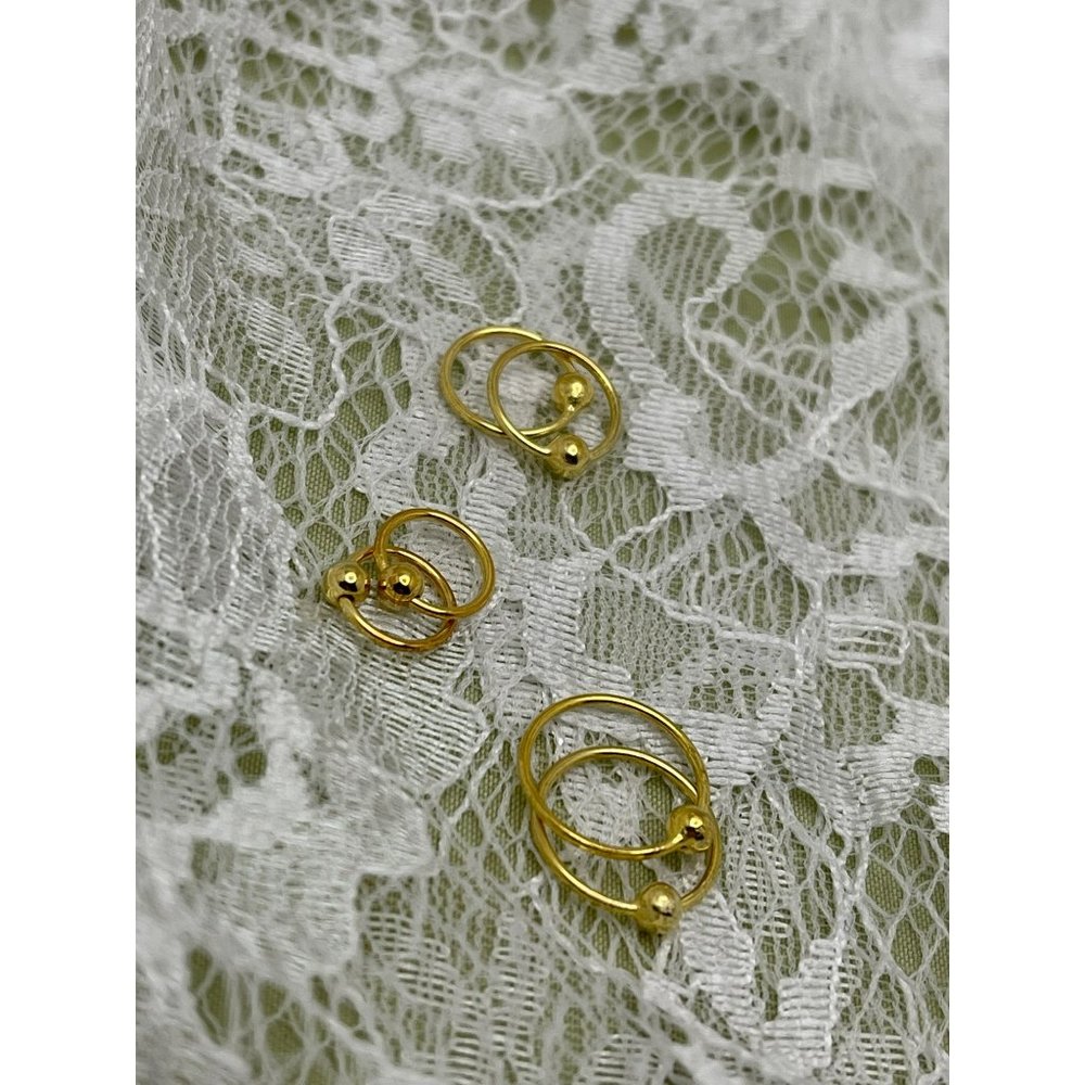 Gold Tone Ring and Ball Hoop Earrings -  Ascending Sizes - 3-Pair Set
